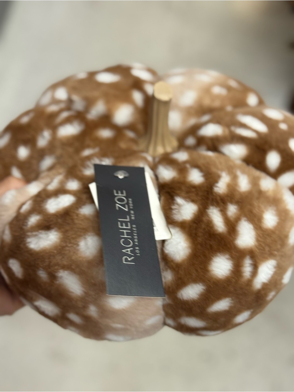 Rachel Zoe Brown Spotted Velvet Decorative Pumpkin